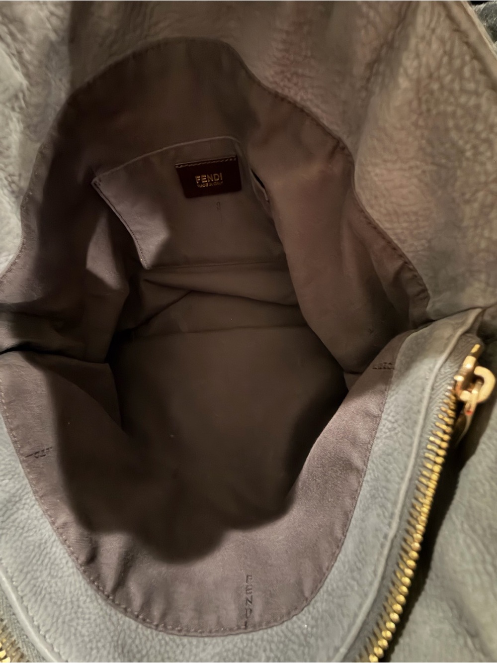 Fendi Gray Nubuck Tote with Gold F Logo - Picture 7 of 8